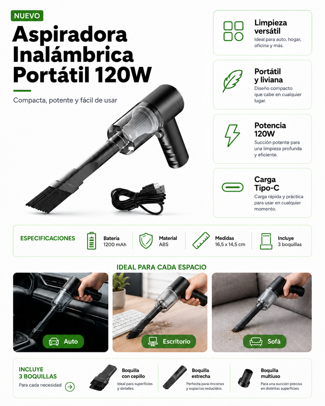 Aspiradora Inalámbrica Portátil