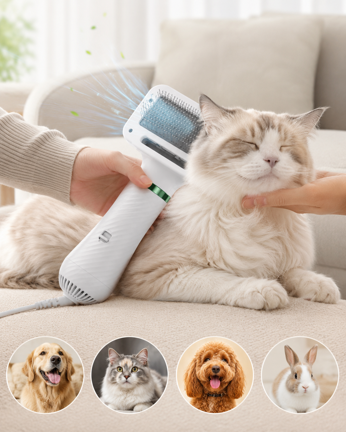 CleanPet Duo | Secador y Cepillo 2 en 1 para Mascotas