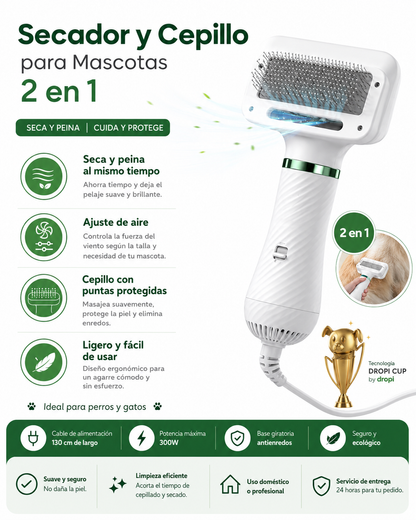 CleanPet Duo | Secador y Cepillo 2 en 1 para Mascotas